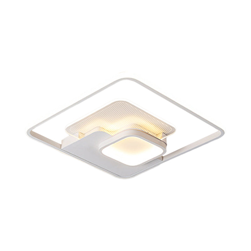 Metallic Square Flush Lamp Modern Black and White/White LED Ceiling Mounted in Warm/White Light, 16.5"/20.5" Wide Clearhalo 'Ceiling Lights' 'Close To Ceiling Lights' 'Close to ceiling' 'Flush mount' Lighting' 1392369