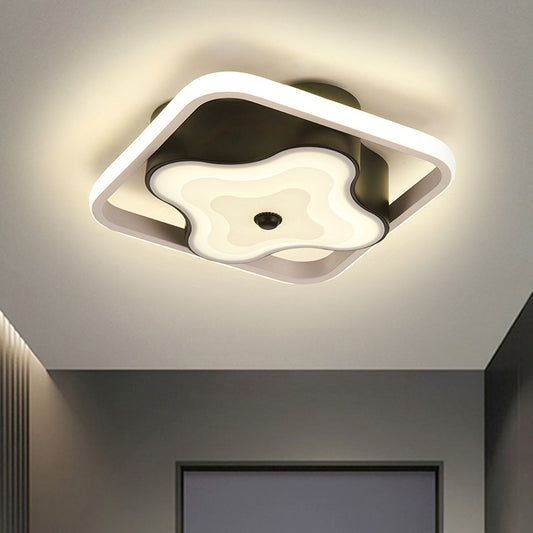 Geometric Ceiling Mount Modernist LED Metallic Flush Pendant Ceiling Light in Black, Warm/White Light Black Clearhalo 'Ceiling Lights' 'Close To Ceiling Lights' 'Close to ceiling' 'Flush mount' Lighting' 1392378