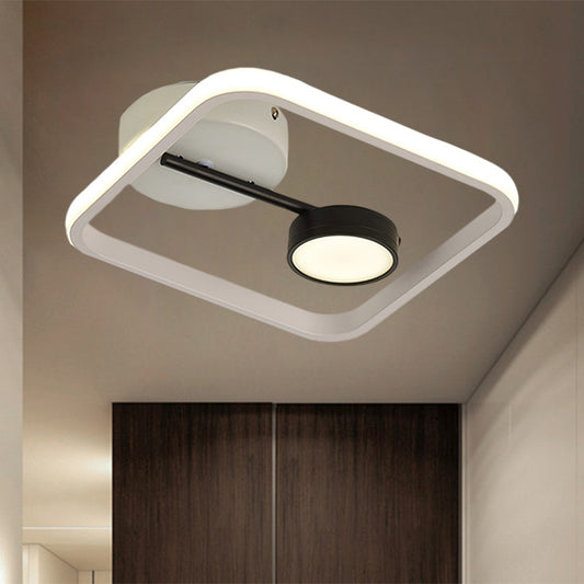 Minimalist LED Flush Mount with Metal Shade Black and White/Black and Gold Square Light Fixture Ceiling, Warm/White Light Clearhalo 'Ceiling Lights' 'Close To Ceiling Lights' 'Close to ceiling' 'Flush mount' Lighting' 1392388