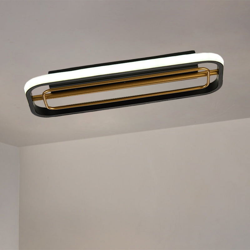 Rectangle Flush Mounted Modern Metallic Black and White/Black and Gold LED Ceiling Light in Warm/White Light, 16"/23.5" L Clearhalo 'Ceiling Lights' 'Close To Ceiling Lights' 'Close to ceiling' 'Flush mount' Lighting' 1392425