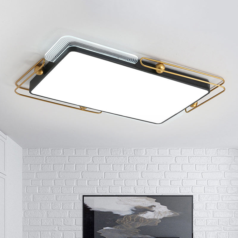 Square/Rectangular Flush Lighting Modernist Metal LED Ceiling Mounted in Black and Gold, 16.5"/20.5"/35.5" Dia Clearhalo 'Ceiling Lights' 'Close To Ceiling Lights' 'Close to ceiling' 'Flush mount' Lighting' 1392442