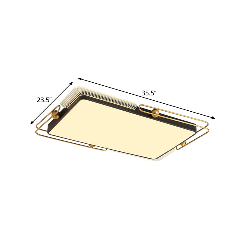 Square/Rectangular Flush Lighting Modernist Metal LED Ceiling Mounted in Black and Gold, 16.5"/20.5"/35.5" Dia Clearhalo 'Ceiling Lights' 'Close To Ceiling Lights' 'Close to ceiling' 'Flush mount' Lighting' 1392444