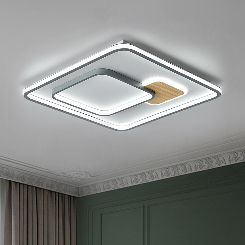 Contemporary LED Flush Mount with Metal Shade White Rectangle/Squared Ceiling Mount in Warm/White Light, 16.5"/20.5"/35.5" L White Clearhalo 'Ceiling Lights' 'Close To Ceiling Lights' 'Close to ceiling' 'Flush mount' Lighting' 1392449