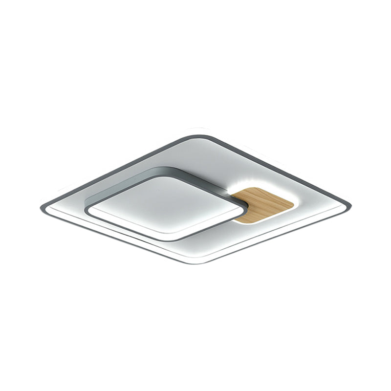 Contemporary LED Flush Mount with Metal Shade White Rectangle/Squared Ceiling Mount in Warm/White Light, 16.5"/20.5"/35.5" L Clearhalo 'Ceiling Lights' 'Close To Ceiling Lights' 'Close to ceiling' 'Flush mount' Lighting' 1392451