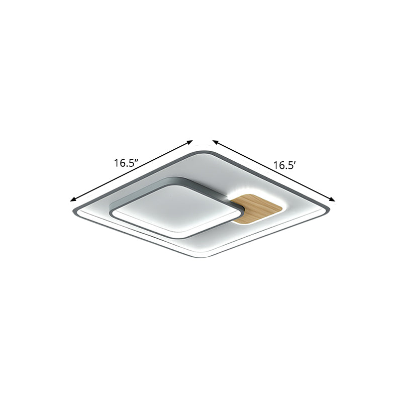 Contemporary LED Flush Mount with Metal Shade White Rectangle/Squared Ceiling Mount in Warm/White Light, 16.5"/20.5"/35.5" L Clearhalo 'Ceiling Lights' 'Close To Ceiling Lights' 'Close to ceiling' 'Flush mount' Lighting' 1392452