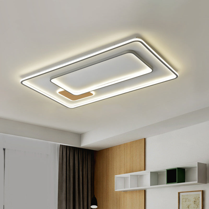 Contemporary LED Flush Mount with Metal Shade White Rectangle/Squared Ceiling Mount in Warm/White Light, 16.5"/20.5"/35.5" L White 35.5" Clearhalo 'Ceiling Lights' 'Close To Ceiling Lights' 'Close to ceiling' 'Flush mount' Lighting' 1392454