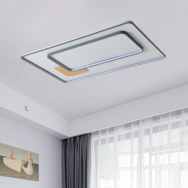 Contemporary LED Flush Mount with Metal Shade White Rectangle/Squared Ceiling Mount in Warm/White Light, 16.5"/20.5"/35.5" L Clearhalo 'Ceiling Lights' 'Close To Ceiling Lights' 'Close to ceiling' 'Flush mount' Lighting' 1392455