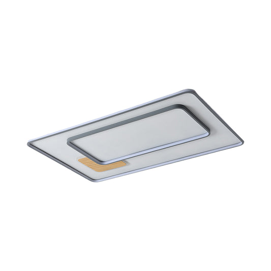 Contemporary LED Flush Mount with Metal Shade White Rectangle/Squared Ceiling Mount in Warm/White Light, 16.5"/20.5"/35.5" L Clearhalo 'Ceiling Lights' 'Close To Ceiling Lights' 'Close to ceiling' 'Flush mount' Lighting' 1392457