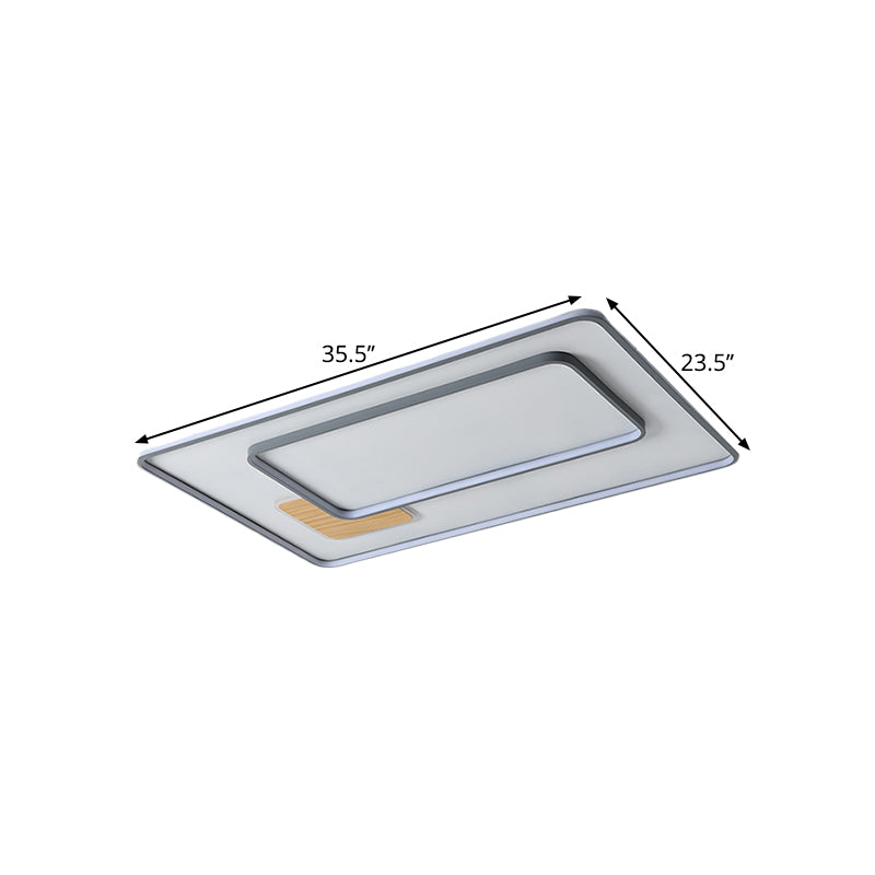 Contemporary LED Flush Mount with Metal Shade White Rectangle/Squared Ceiling Mount in Warm/White Light, 16.5"/20.5"/35.5" L Clearhalo 'Ceiling Lights' 'Close To Ceiling Lights' 'Close to ceiling' 'Flush mount' Lighting' 1392458