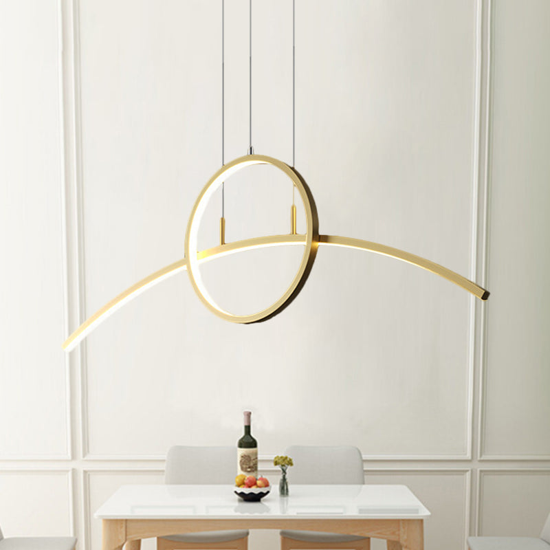 Simple Thin-Line Chandelier Lamp Metal Dining Table LED Ceiling Hanging Light Fixture in Black/Gold, Warm/White Light Clearhalo 'Ceiling Lights' 'Chandeliers' 'Modern Chandeliers' 'Modern' Lighting' 1392501