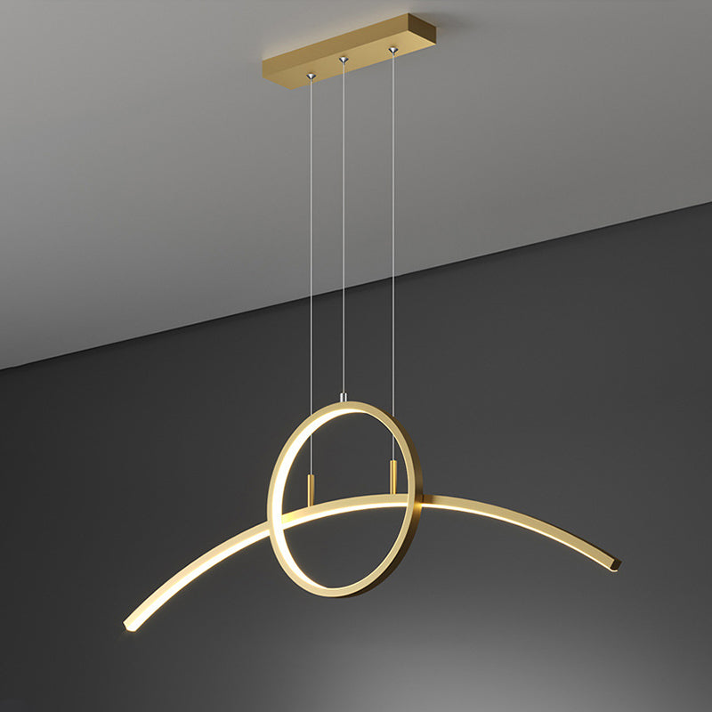 Simple Thin-Line Chandelier Lamp Metal Dining Table LED Ceiling Hanging Light Fixture in Black/Gold, Warm/White Light Clearhalo 'Ceiling Lights' 'Chandeliers' 'Modern Chandeliers' 'Modern' Lighting' 1392502