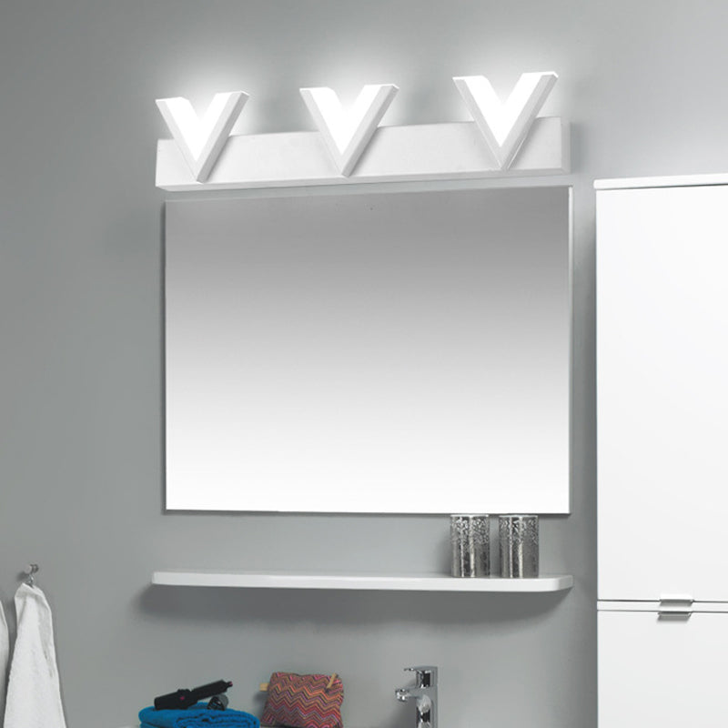 Modern V-Shaped LED Vanity Light Acrylic 2/3-Light Bathroom Wall Mounted Mirror Lamp in Warm/White 3.0 White White Clearhalo 'Modern wall lights' 'Modern' 'Vanity Lights' 'Wall Lights' Lighting' 139263