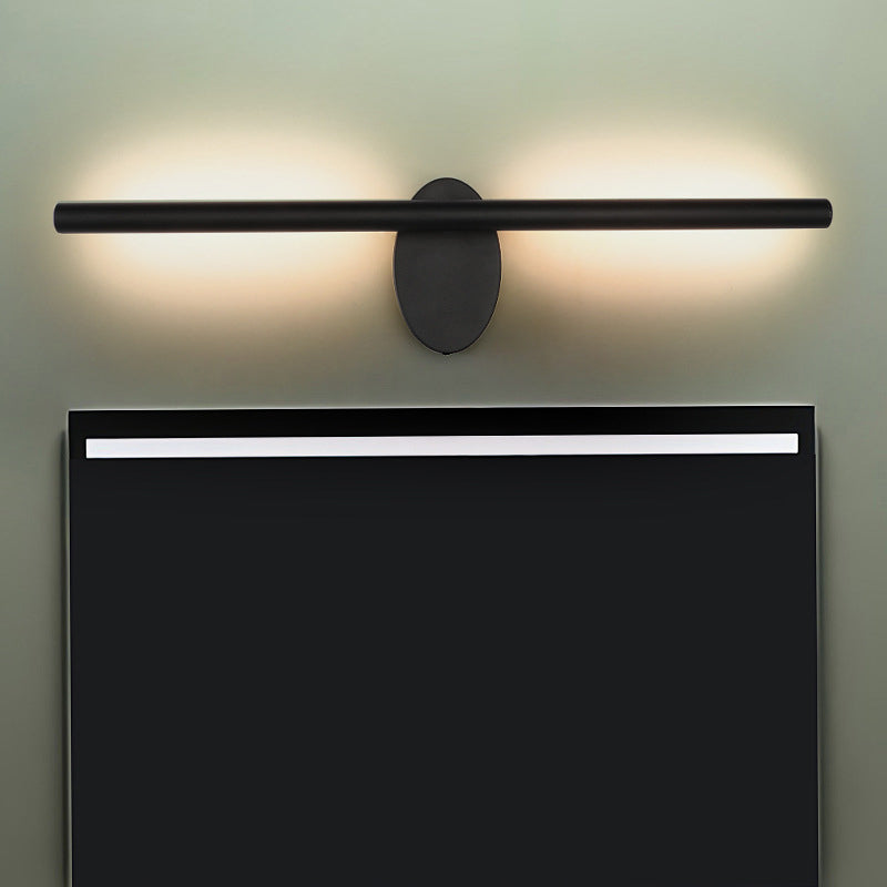 Contemporary LED Wall Lamp with Acrylic Shade Black Finish Tubed Wall Sconce Lighting for Bathroom, 21.5"/28"/36" Wide Black Clearhalo 'Cast Iron' 'Glass' 'Industrial' 'Modern wall lights' 'Modern' 'Tiffany' 'Traditional wall lights' 'Vanity Lights' 'Wall Lights' Lighting' 139269