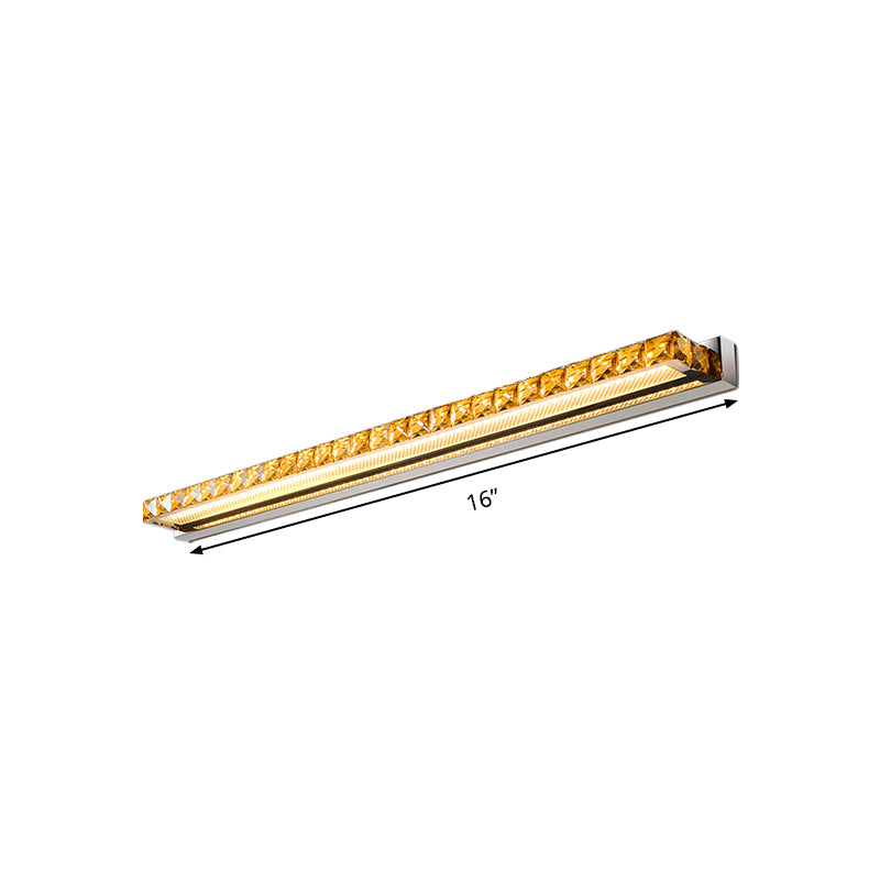 Linear Vanity Wall Light Contemporary Crystal 1 Light Gold Wall Sconce in Warm/White Light for Bathroom, 16"/22"/24.5" Wide Clearhalo 'Modern wall lights' 'Modern' 'Vanity Lights' 'Wall Lights' Lighting' 139277