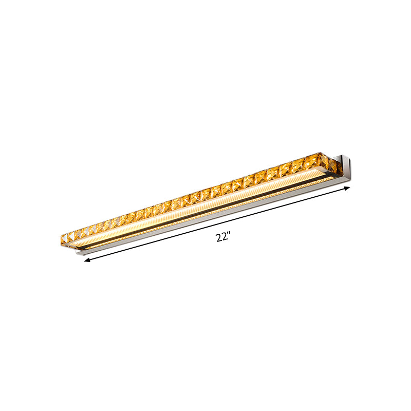 Linear Vanity Wall Light Contemporary Crystal 1 Light Gold Wall Sconce in Warm/White Light for Bathroom, 16"/22"/24.5" Wide Clearhalo 'Modern wall lights' 'Modern' 'Vanity Lights' 'Wall Lights' Lighting' 139278