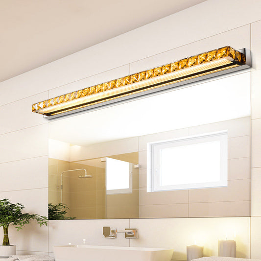 Linear Vanity Wall Light Contemporary Crystal 1 Light Gold Wall Sconce in Warm/White Light for Bathroom, 16"/22"/24.5" Wide Clearhalo 'Modern wall lights' 'Modern' 'Vanity Lights' 'Wall Lights' Lighting' 139280