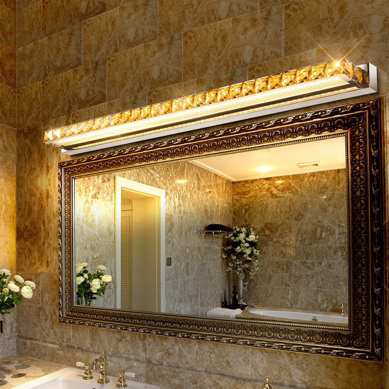 Linear Vanity Wall Light Contemporary Crystal 1 Light Gold Wall Sconce in Warm/White Light for Bathroom, 16"/22"/24.5" Wide Clearhalo 'Modern wall lights' 'Modern' 'Vanity Lights' 'Wall Lights' Lighting' 139281