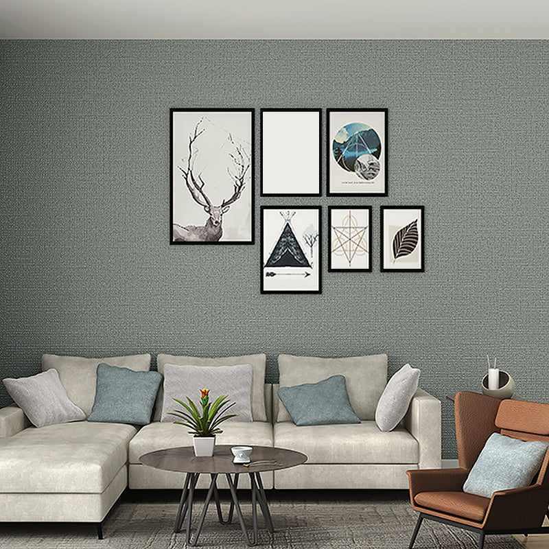 Minimalist Solid Wallpaper Non-Woven Grass Cloth Washable Soft Color Wall Art for Office Dark Gray Clearhalo 'Modern wall decor' 'Modern' 'Wallpaper' Wall Decor' 1392819