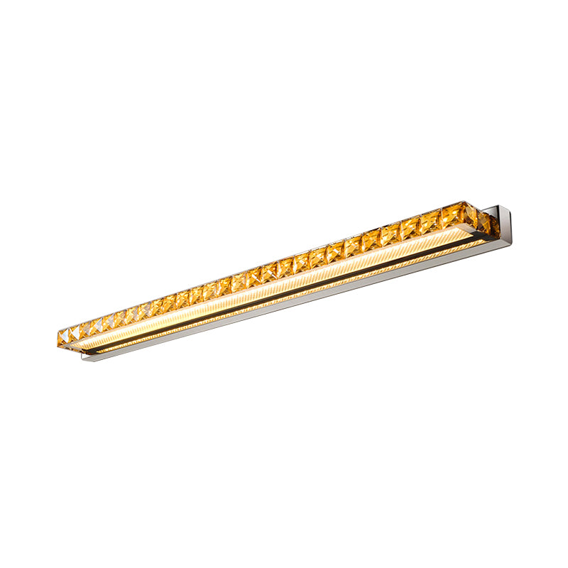 Linear Vanity Wall Light Contemporary Crystal 1 Light Gold Wall Sconce in Warm/White Light for Bathroom, 16"/22"/24.5" Wide Clearhalo 'Modern wall lights' 'Modern' 'Vanity Lights' 'Wall Lights' Lighting' 139282