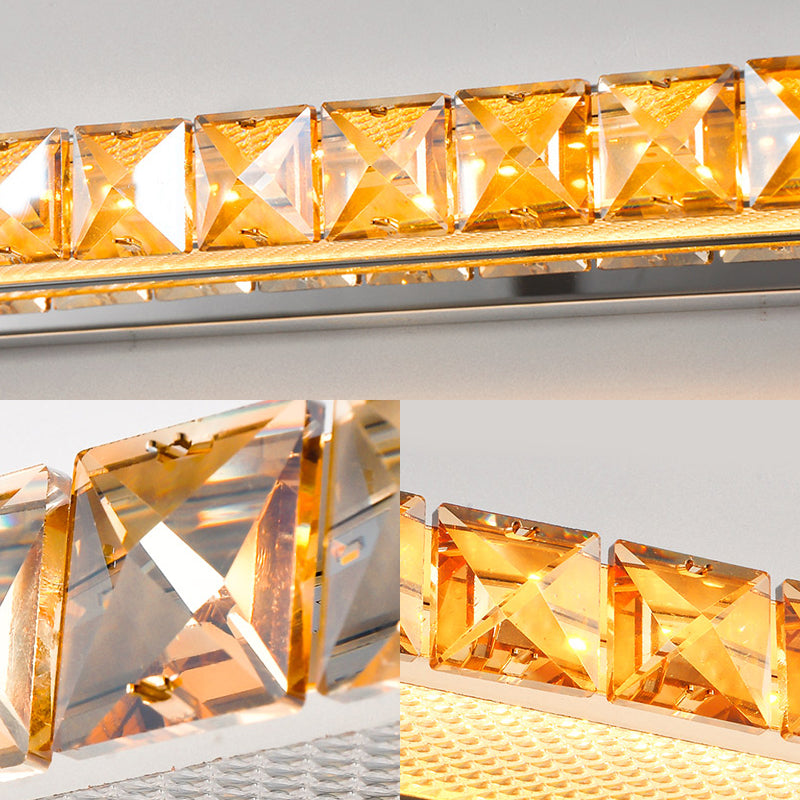 Linear Vanity Wall Light Contemporary Crystal 1 Light Gold Wall Sconce in Warm/White Light for Bathroom, 16"/22"/24.5" Wide Clearhalo 'Modern wall lights' 'Modern' 'Vanity Lights' 'Wall Lights' Lighting' 139287