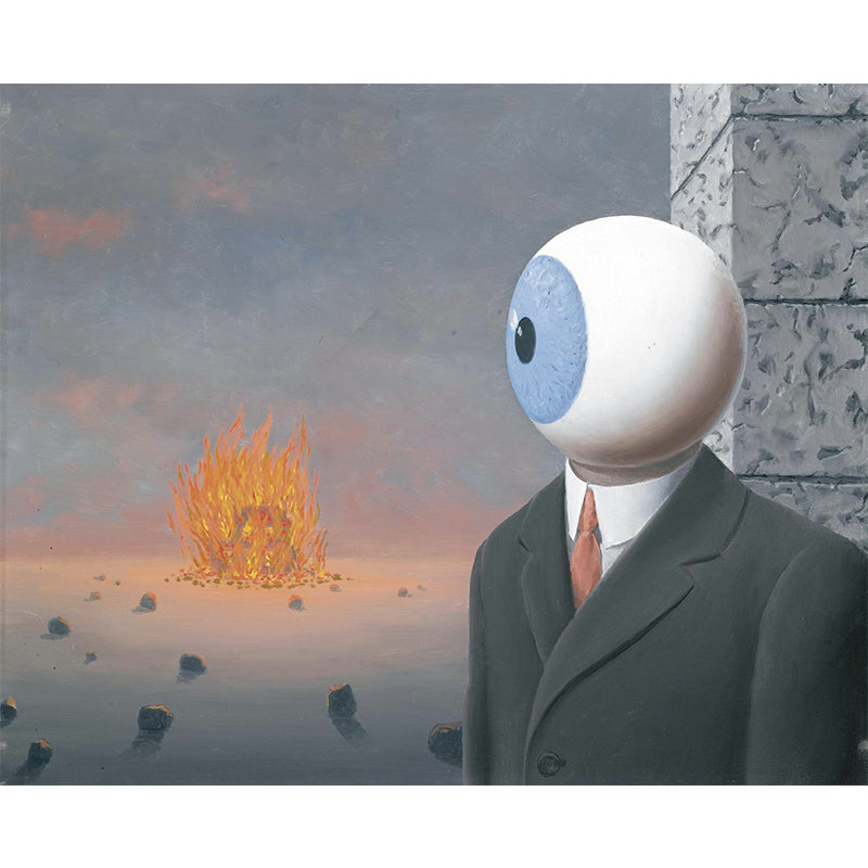 Surreal Eyeball Man Wall Mural for Bedroom Custom Size Wall Decoration in Black-Grey Clearhalo 'Wall Decor' 'Wall Mural' 1392890