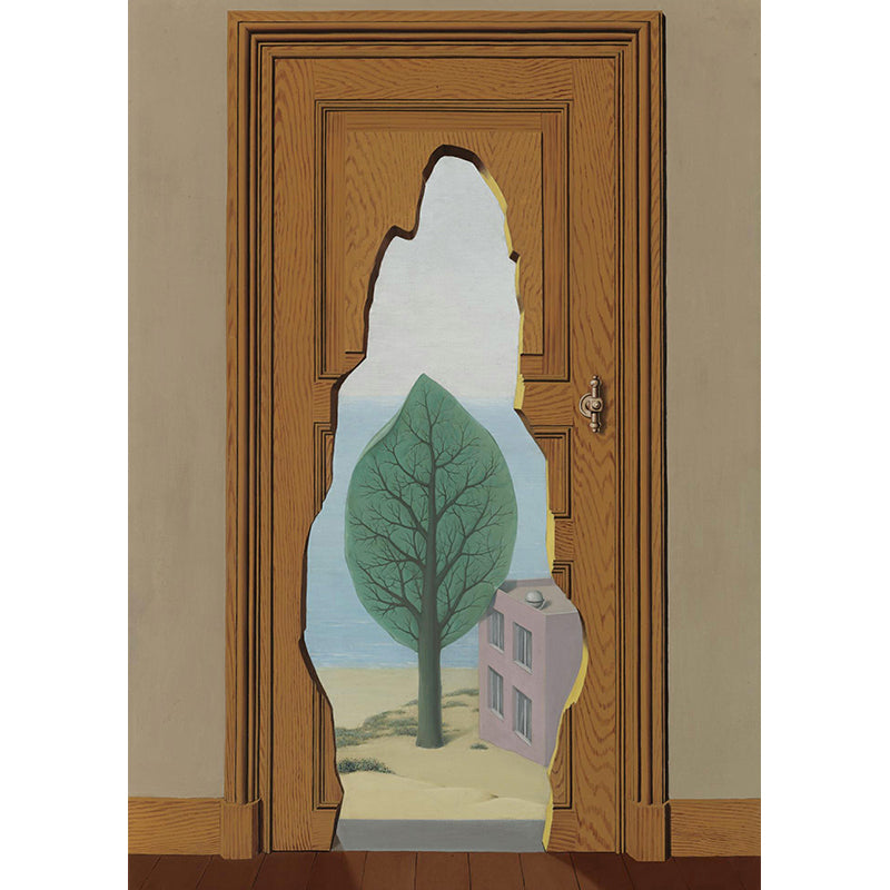 Surrealistic Art Broken Door Mural Brown Stain Resistant Wall Decor for Living Room Clearhalo 'Wall Decor' 'Wall Mural' 1392915