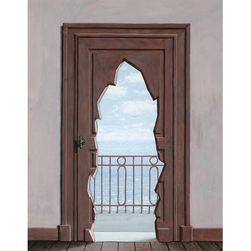 Balcony Door to Sea Mural Decal Surrealist Water Resistant Lobby Wall Art, Custom Print Clearhalo 'Wall Decor' 'Wall Mural' 1392920