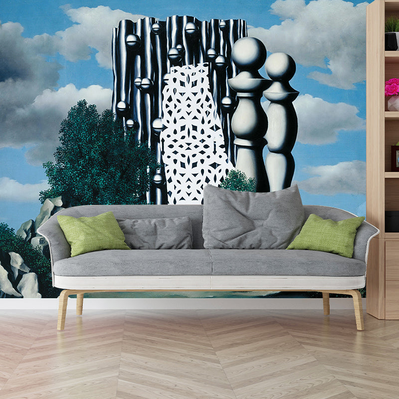 Surrealism Construction Wallpaper Murals in Grey-Blue Moisture Resistant Wall Art for Home Gray-Blue Clearhalo 'Wall Decor' 'Wall Mural' 1392987