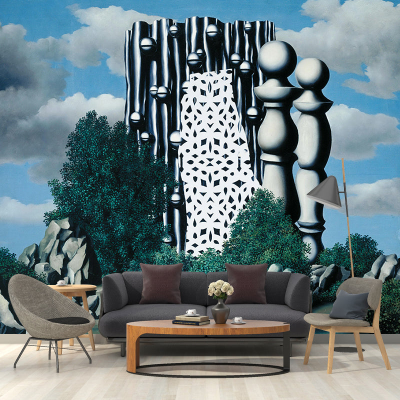 Surrealism Construction Wallpaper Murals in Grey-Blue Moisture Resistant Wall Art for Home Clearhalo 'Wall Decor' 'Wall Mural' 1392988