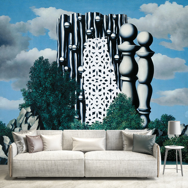 Surrealism Construction Wallpaper Murals in Grey-Blue Moisture Resistant Wall Art for Home Clearhalo 'Wall Decor' 'Wall Mural' 1392989