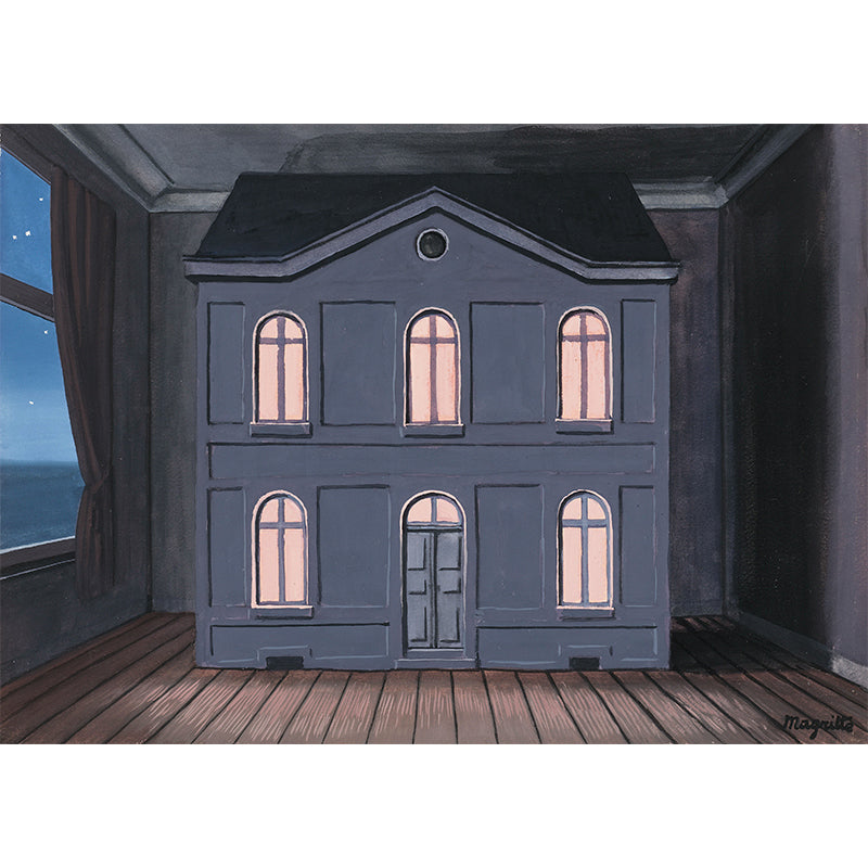 room with cloud wallpapers, painting by rene magritte, | Stable Diffusion