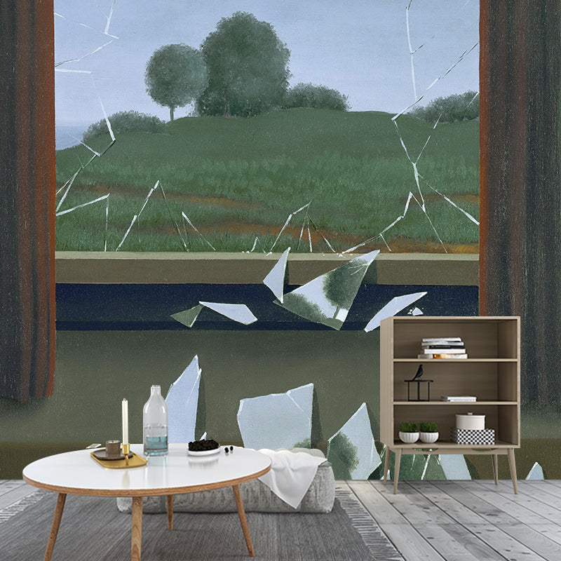 Surrealism Artwork Wall Paper Murals Blue-Green the Key to the Fields Painting Wall Decor Blue-Green Clearhalo 'Wall Decor' 'Wall Mural' 1393092