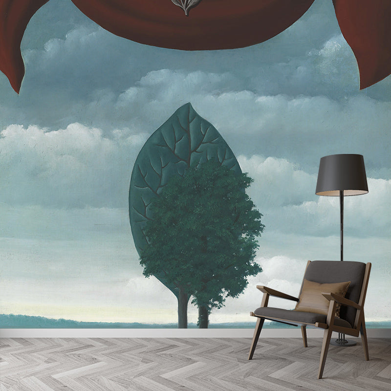 Rene Magritte the Giant Murals Wallpaper Blue-Green Bedroom Wall Art, Made  to Measure - Clearhalo