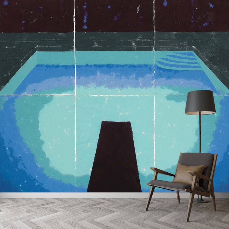 Art Deco Paper Pools Mural Decal Black-Blue Bedroom Wall Covering, Custom Size Available Clearhalo 'Wall Decor' 'Wall Mural' 1393254