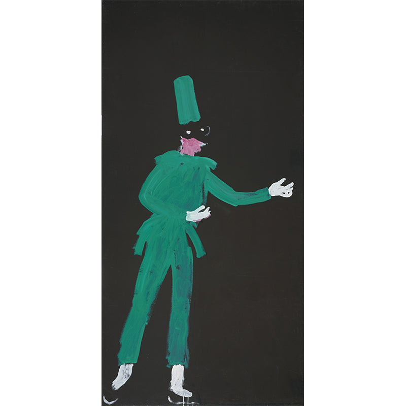 Artistic Circus Actor Mural Wallpaper Black-Green Figure Painting Wall Decoration Clearhalo 'Wall Decor' 'Wall Mural' 1393260