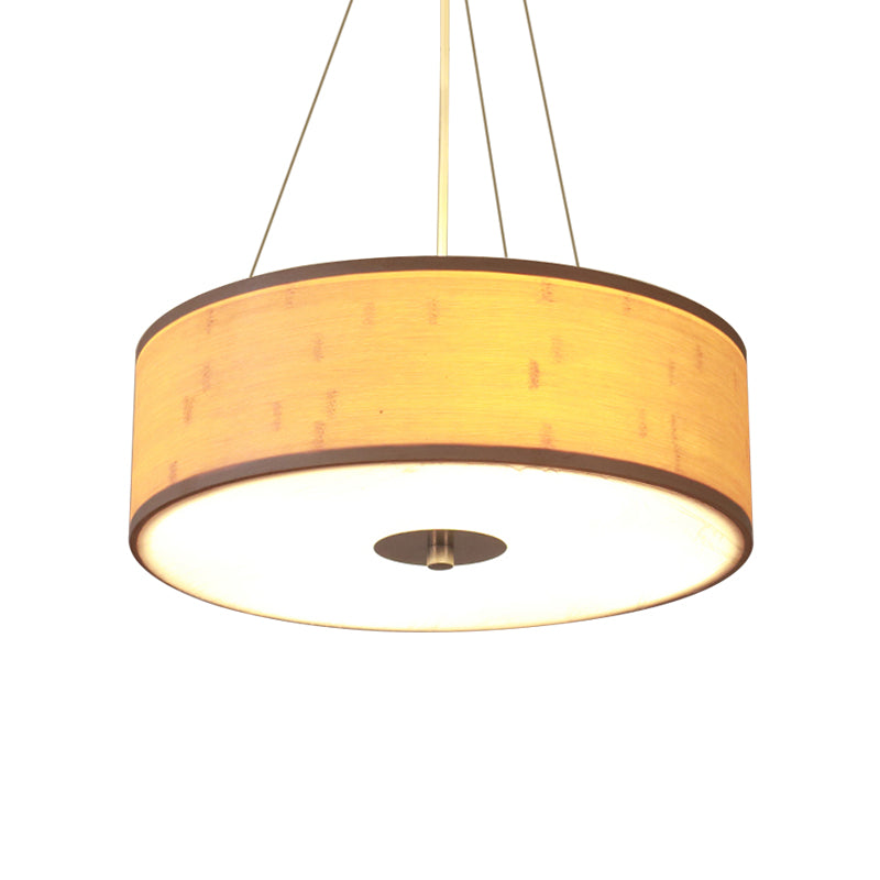 Bamboo Hand-Worked Pendant Light with Drum Shade Modern Style 5-Light Wood Ceiling Lamp Clearhalo 'Ceiling Lights' 'Modern Pendants' 'Modern' 'Pendant Lights' 'Pendants' Lighting' 139343