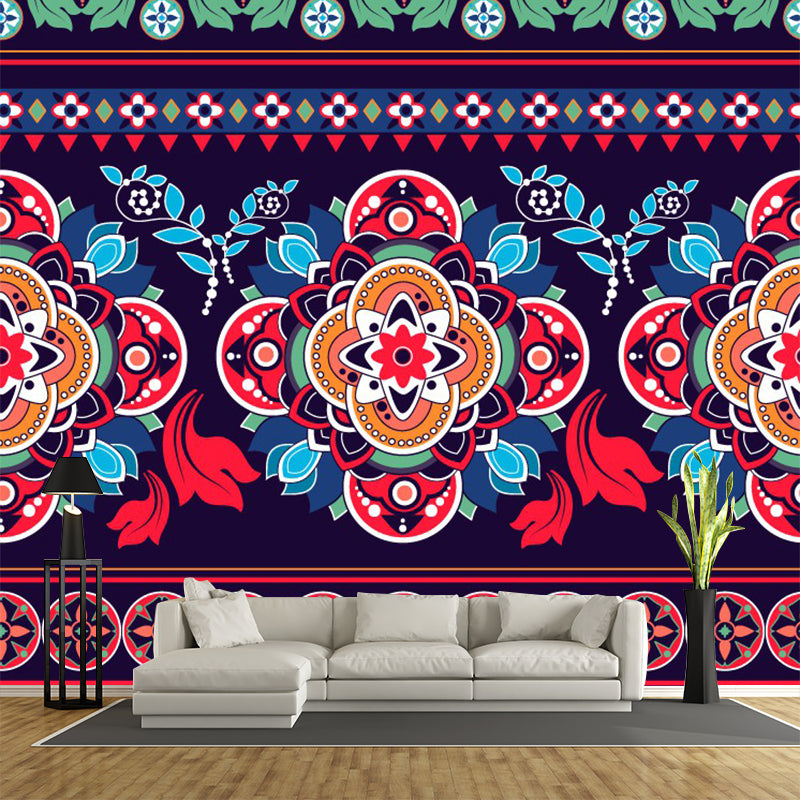 Whole Floral Mural Decal Boho Chic Ethical Blooming Wall Decor in Red-Blue-Green Clearhalo 'Wall Decor' 'Wall Mural' 1393438