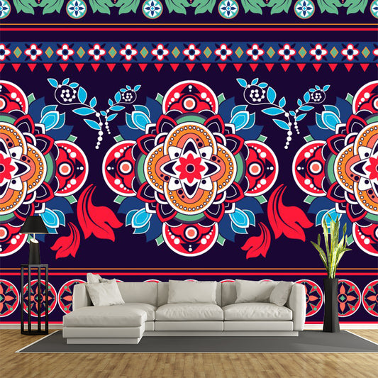 Whole Floral Mural Decal Boho Chic Ethical Blooming Wall Decor in Red-Blue-Green Clearhalo 'Wall Decor' 'Wall Mural' 1393438