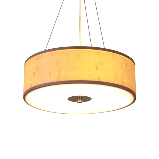 Bamboo Hand-Worked Pendant Light with Drum Shade Modern Style 5-Light Wood Ceiling Lamp Clearhalo 'Ceiling Lights' 'Modern Pendants' 'Modern' 'Pendant Lights' 'Pendants' Lighting' 139343