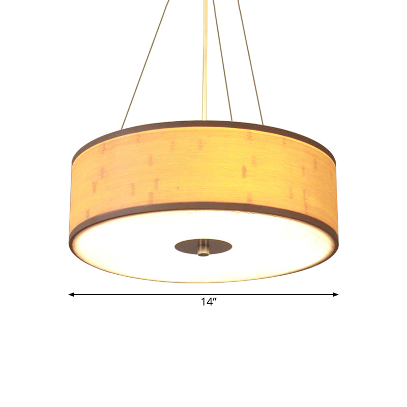 Bamboo Hand-Worked Pendant Light with Drum Shade Modern Style 5-Light Wood Ceiling Lamp Clearhalo 'Ceiling Lights' 'Modern Pendants' 'Modern' 'Pendant Lights' 'Pendants' Lighting' 139344