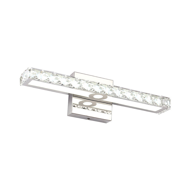 Contemporary 1 Light Vanity Light with Crystal Shade Silver/Champagne Linear Wall Sconce in Warm/White Light for Bathroom Clearhalo 'Modern wall lights' 'Modern' 'Vanity Lights' 'Wall Lights' Lighting' 139352