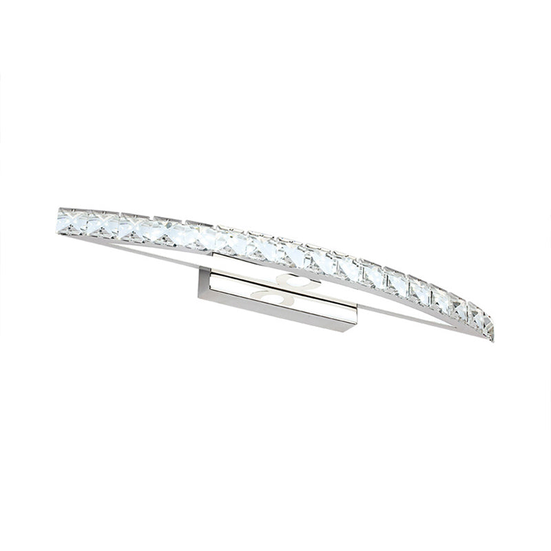 Bow Shaped Vanity Lighting Contemporary Crystal Silver Wall Sconce Light in Warm/White Light for Bathroom, 17"/21"/27.5" Wide Clearhalo 'Modern wall lights' 'Modern' 'Vanity Lights' 'Wall Lights' Lighting' 139356