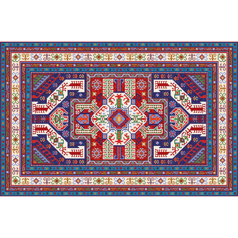 Symmetry Abstract Pattern Mural Decal Bohemian Non-Woven Wall Covering in Red-Blue Clearhalo 'Wall Decor' 'Wall Mural' 1393575