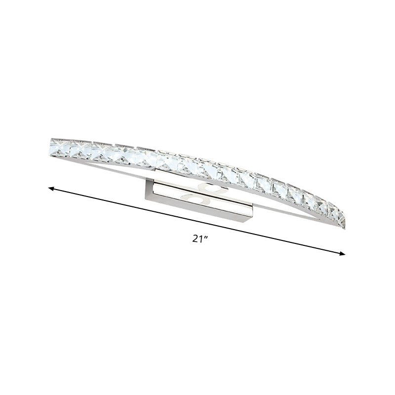 Bow Shaped Vanity Lighting Contemporary Crystal Silver Wall Sconce Light in Warm/White Light for Bathroom, 17"/21"/27.5" Wide Clearhalo 'Modern wall lights' 'Modern' 'Vanity Lights' 'Wall Lights' Lighting' 139358