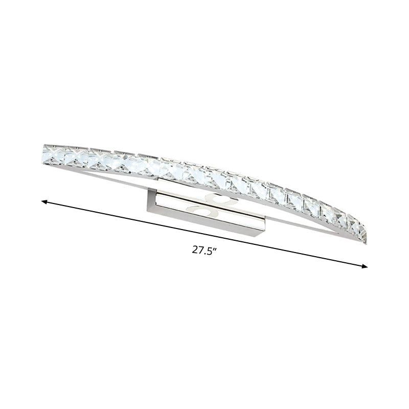 Bow Shaped Vanity Lighting Contemporary Crystal Silver Wall Sconce Light in Warm/White Light for Bathroom, 17"/21"/27.5" Wide Clearhalo 'Modern wall lights' 'Modern' 'Vanity Lights' 'Wall Lights' Lighting' 139359