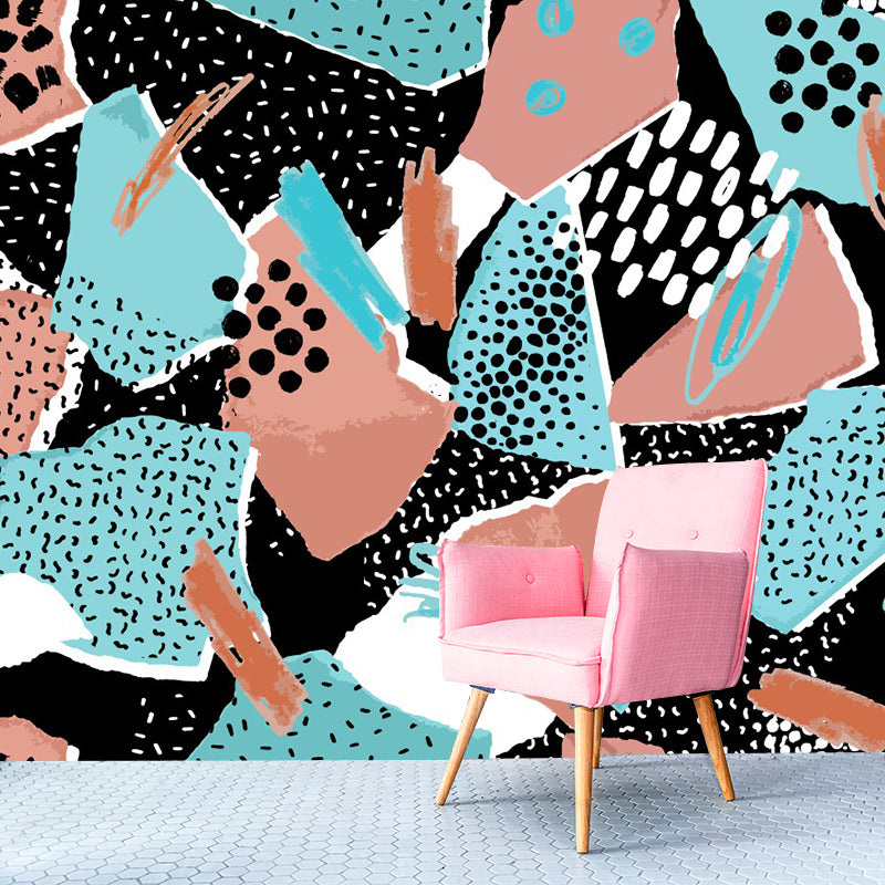 Whole Rock Textured Wallpaper Murals Boho Exotic Spotted Wall Decor in Pink-Blue Clearhalo 'Wall Decor' 'Wall Mural' 1393593