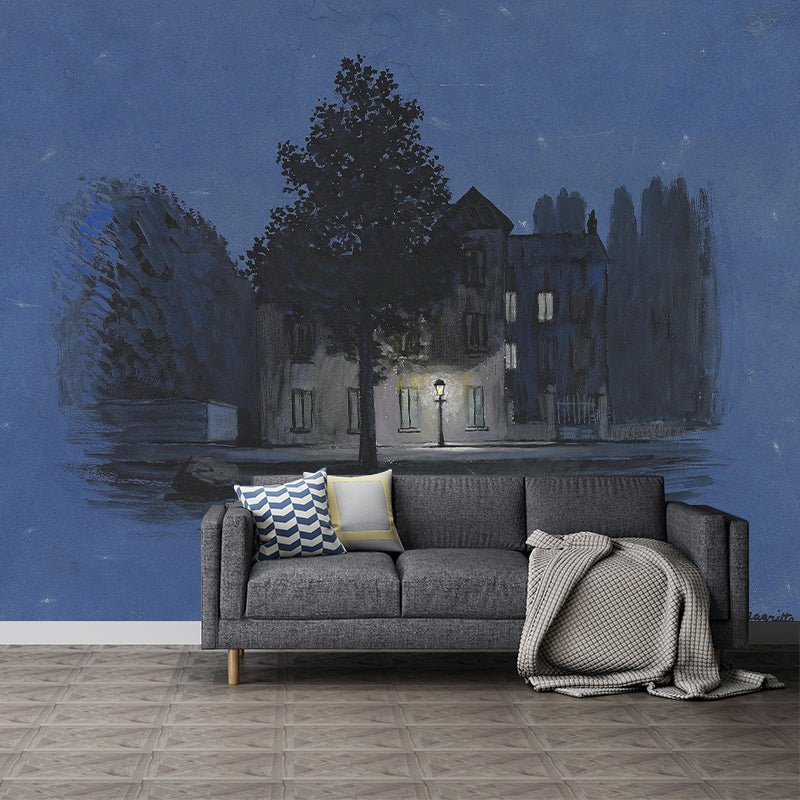 Surrealist L'autre Parole Wall Mural in Black-Blue Living Room Wall Covering, Made to Measure Black-Blue Clearhalo 'Wall Decor' 'Wall Mural' 1393637