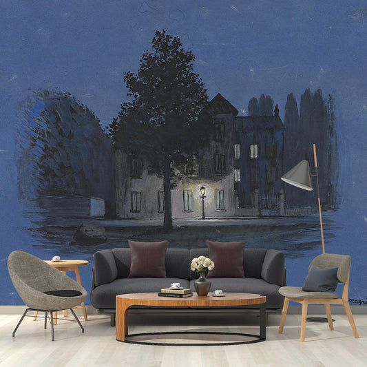 Surrealist L'autre Parole Wall Mural in Black-Blue Living Room Wall Covering, Made to Measure Clearhalo 'Wall Decor' 'Wall Mural' 1393638