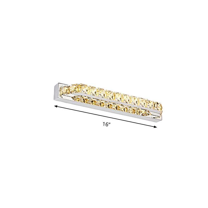 Linear Wall Mounted Light Modern Clear/Amber Crystal Vanity Sconce in Warm/White Light for Bathroom, 16"/22"/27" Long Clearhalo 'Modern wall lights' 'Modern' 'Vanity Lights' 'Wall Lights' Lighting' 139370