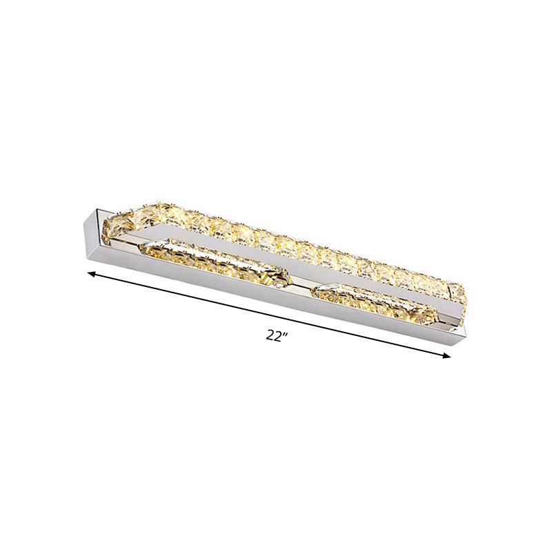 Linear Wall Mounted Light Modern Clear/Amber Crystal Vanity Sconce in Warm/White Light for Bathroom, 16"/22"/27" Long Clearhalo 'Modern wall lights' 'Modern' 'Vanity Lights' 'Wall Lights' Lighting' 139371